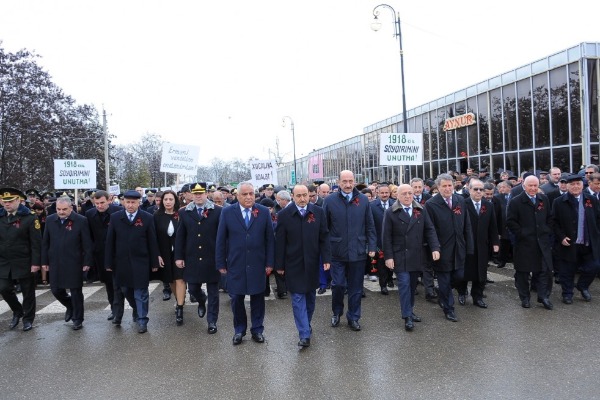 Qubada azərbaycanlıların soyqrımının 100-cü ildönümü ilə bağlı yürüş keçirilib - FOTO